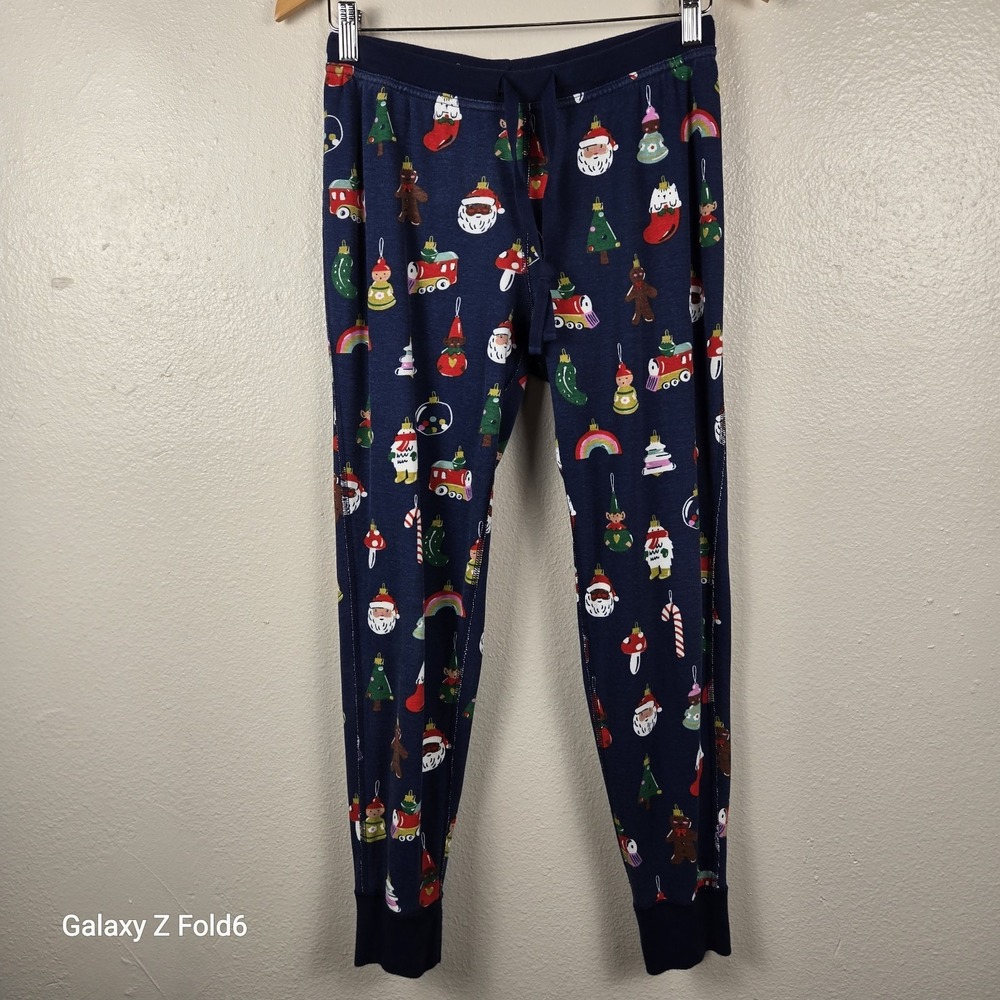 Hanna Andersson Pajama Pants Women Size M Navy Blue Excellent Holiday Ornament